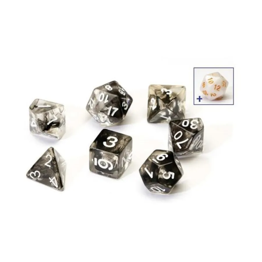 

Набор Poly — полупрозрачное черное облако с белым (8), RPG Dice Sets
