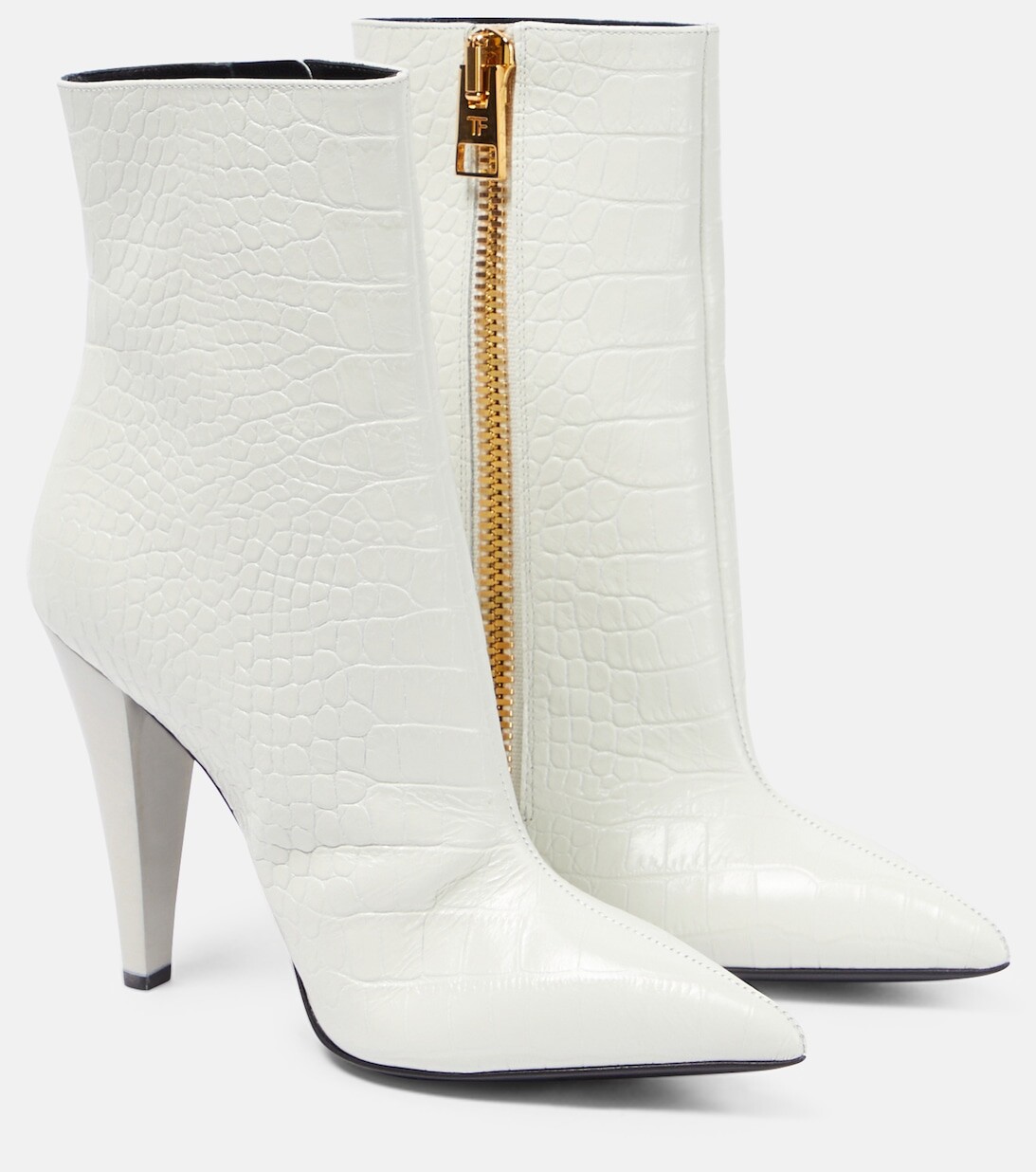 

Ботильоны из кожи с эффектом крокодила Tom Ford, белый