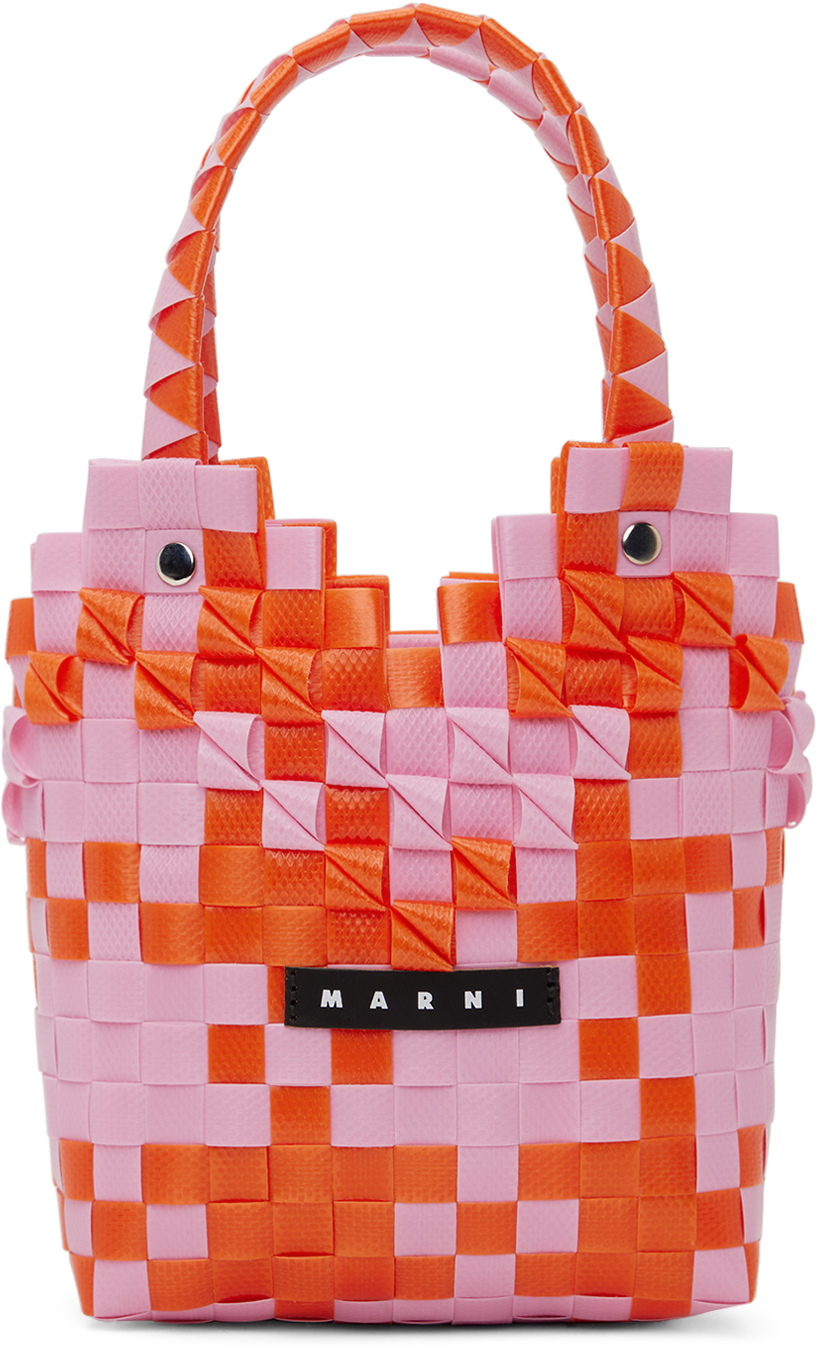 Детская розовая и оранжевая сумка-корзина с бриллиантами Marni