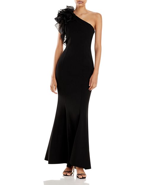 Платье на одно плечо Aidan Mattox, цвет Black цена и фото