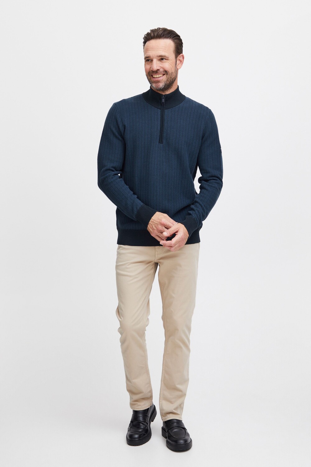 

Пуловер FQ1924 Strick FQKyle halfzip jaquard knit 21900571, синий