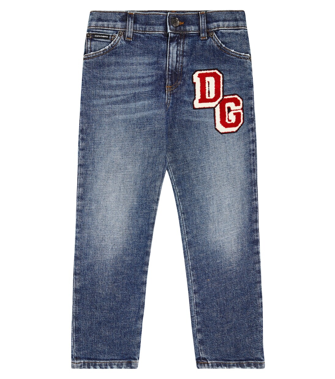 

Джинсы средней посадки с вышивкой Dolce&Gabbana Kids, синий