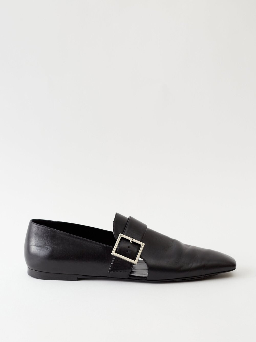 

Кожаные лоферы tristan с пряжками и вырезом Saint Laurent, черный