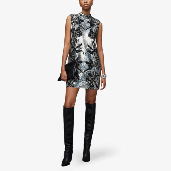 

Тканое платье мини Harper, украшенное бусинами Allsaints, серебряный