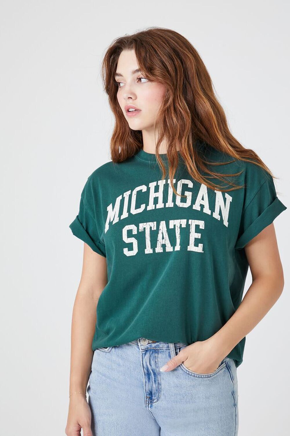

Объемная футболка с рисунком штата Мичиган Forever 21, зеленый