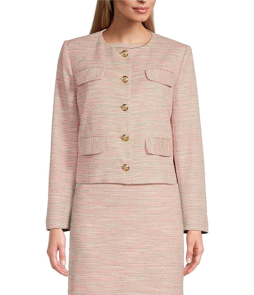Координационный пиджак Preston & York Wanda Boucle с длинными рукавами, розовый