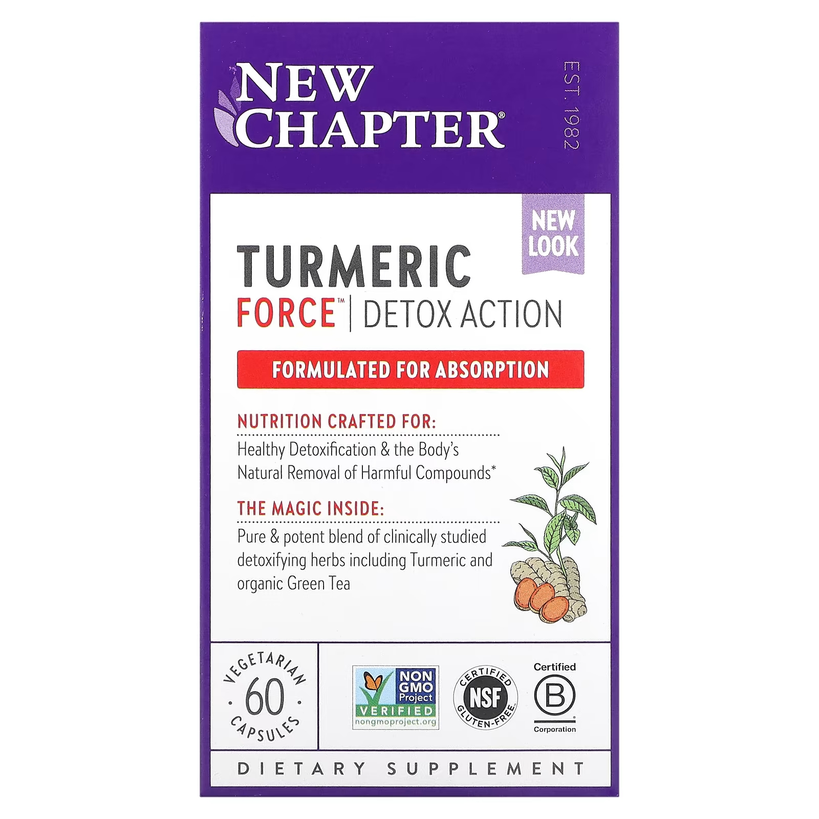 Пищевая добавка детокс New Chapter Turmeric Force, 60 вегетарианских капсул new chapter turmeric force 120 вегетарианских капсул