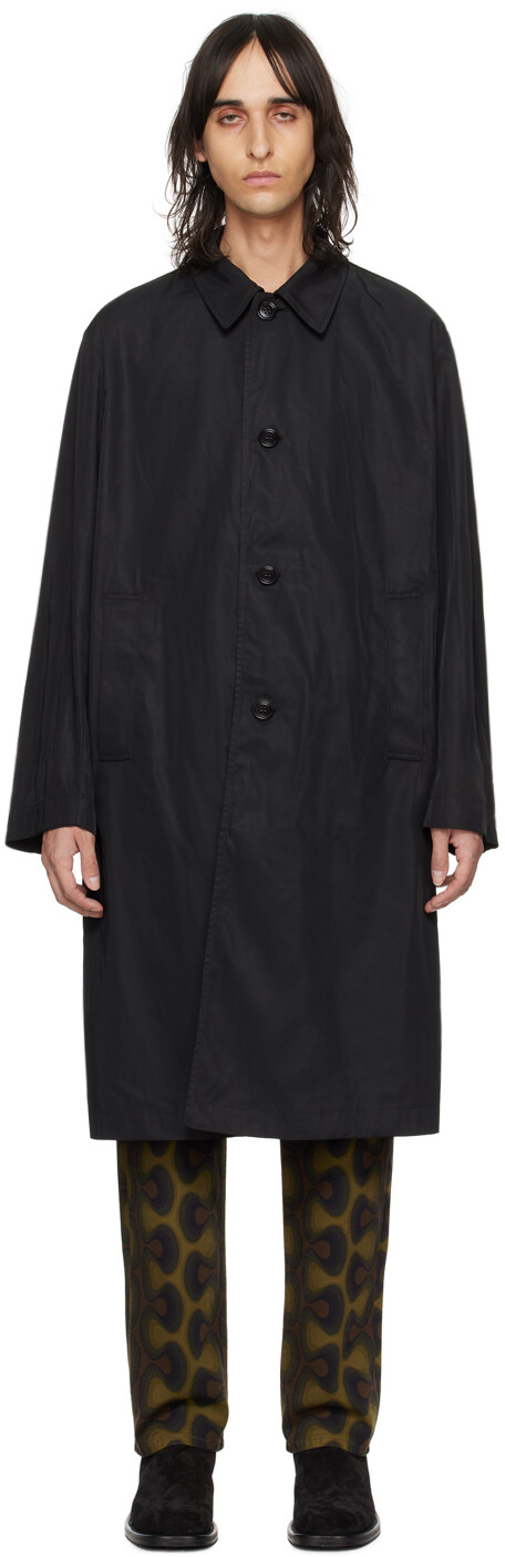 

Черное однобортное пальто Dries Van Noten