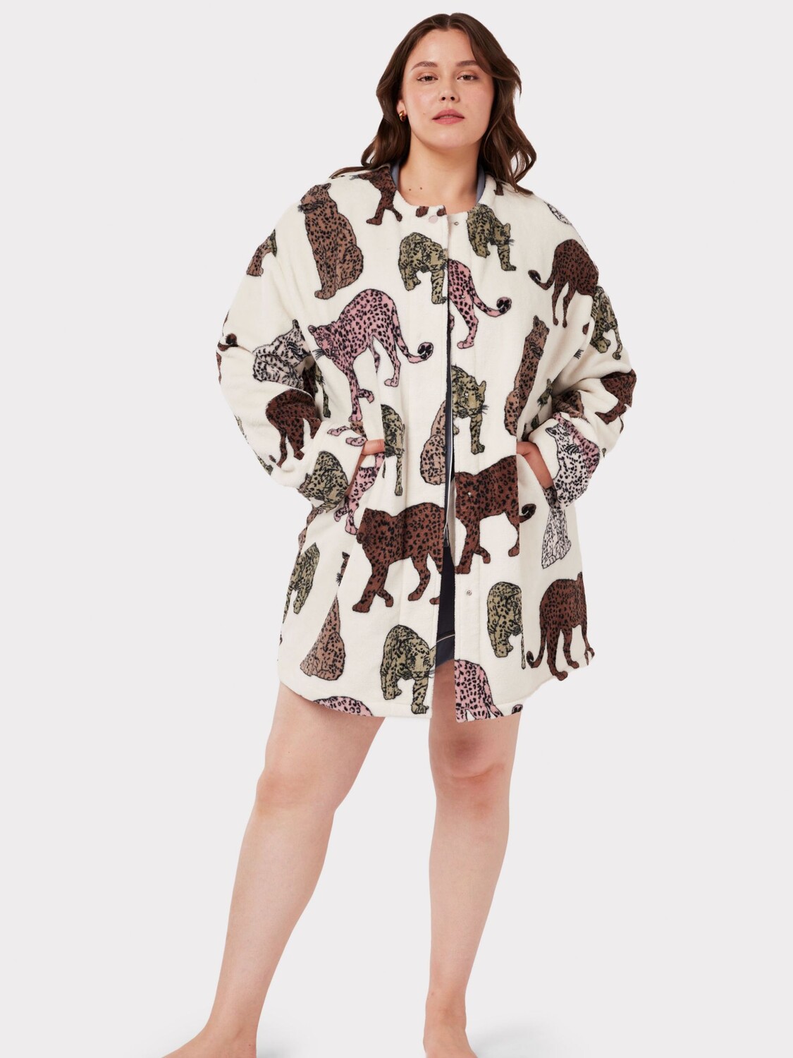 

Флисовый кардиган Chelsea Peers Curve с леопардовым принтом, Off White/Multi, Коричневый