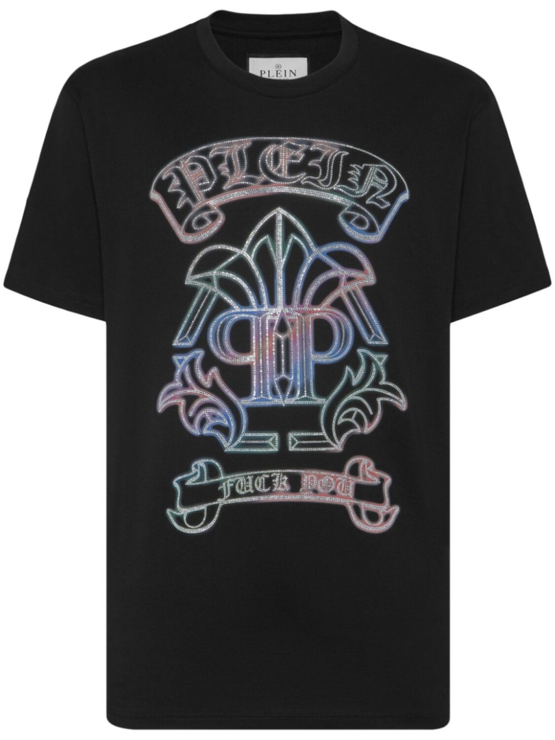 

Philipp Plein футболка Gothic Banner с кристаллами, черный