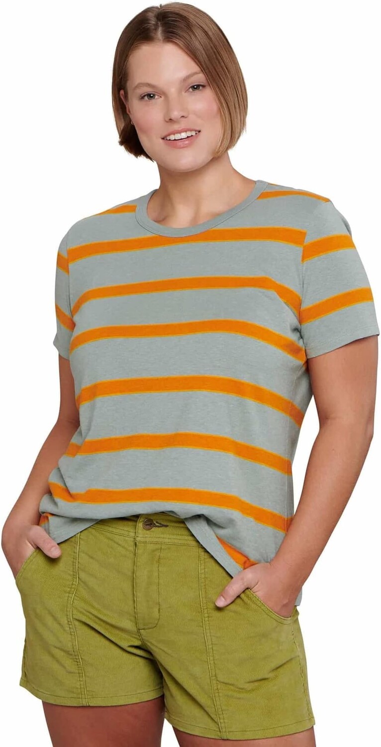 

Футболка Grom Ringer с короткими рукавами Toad&Co, цвет Pale Slate Wide Stripe