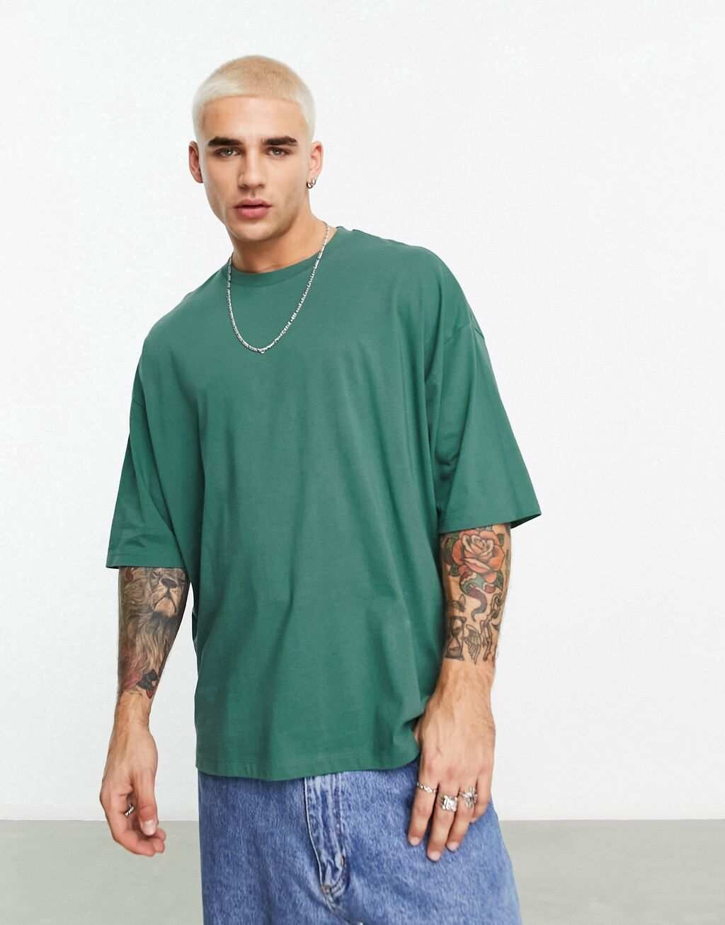

Насыщенно-зеленая футболка оверсайз с круглым вырезом ASOS DESIGN, Зеленый