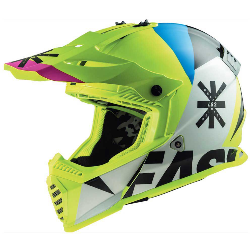 цена Шлем для мотокросса LS2 MX437 Fast Evo Heavy, желтый