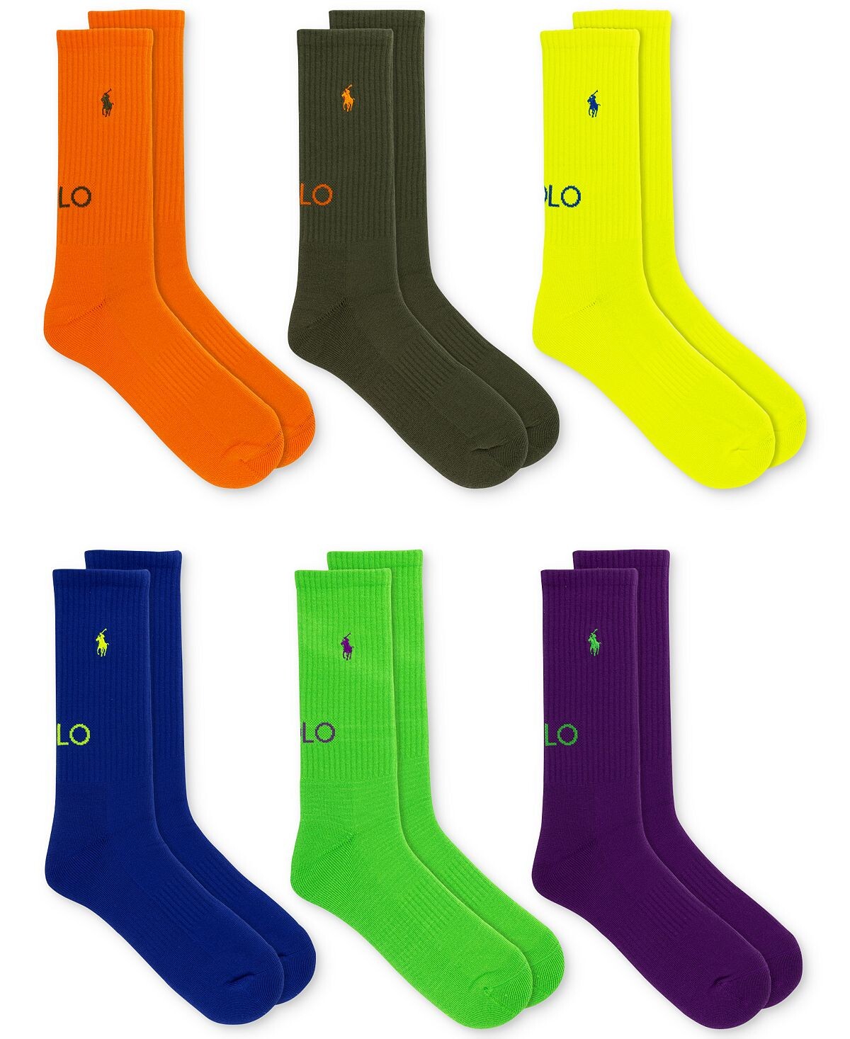 

Мужские носки с двойным логотипом, 6 шт. Polo Ralph Lauren