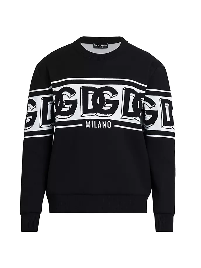 

Свитер из смесовой шерсти с жаккардовым логотипом Dolce&Gabbana, цвет nero bianco