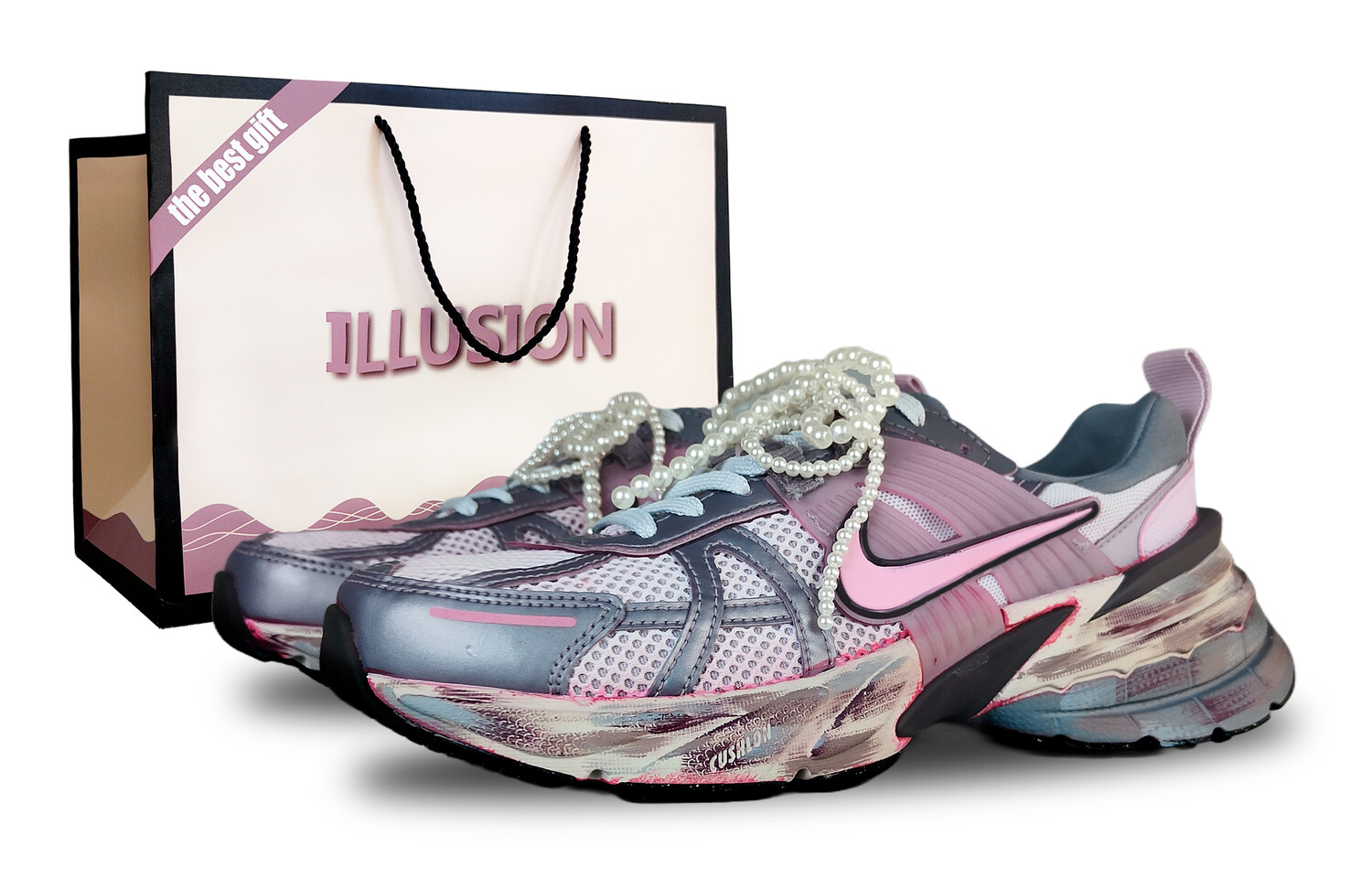 

Кроссовки для бега V2K Run женские с низким верхом серые Nike