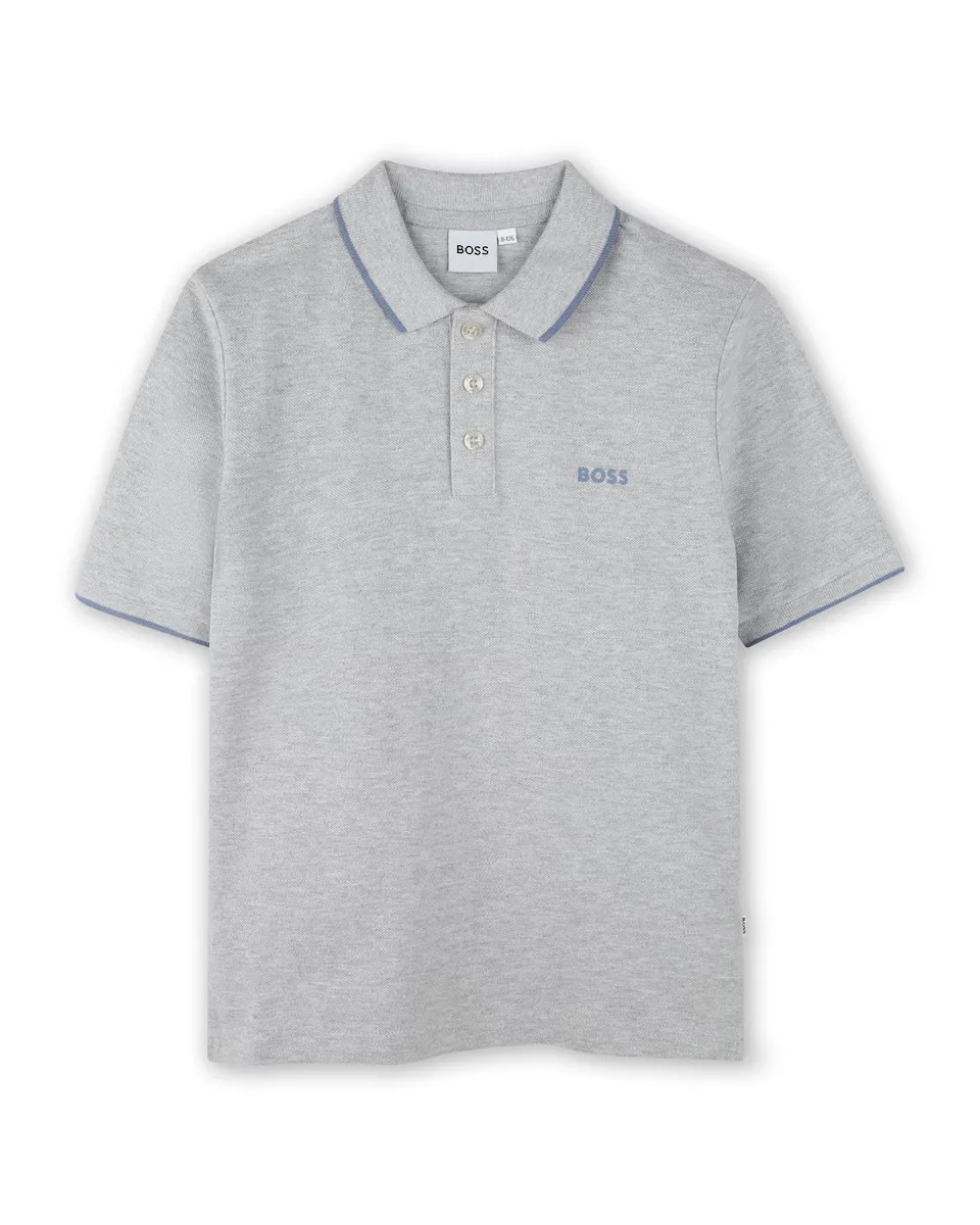 

Рубашка-поло для мальчика с короткими рукавами из 100% хлопка BOSS Kidswear, светло-серый