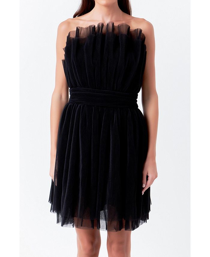 цена Женское мини-платье из тюля без бретелек endless rose, черный