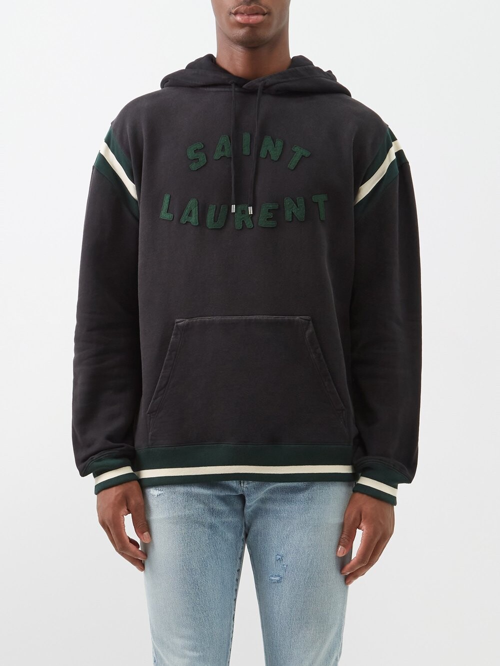 

Толстовка из хлопкового джерси с аппликацией логотипа Saint Laurent, черный