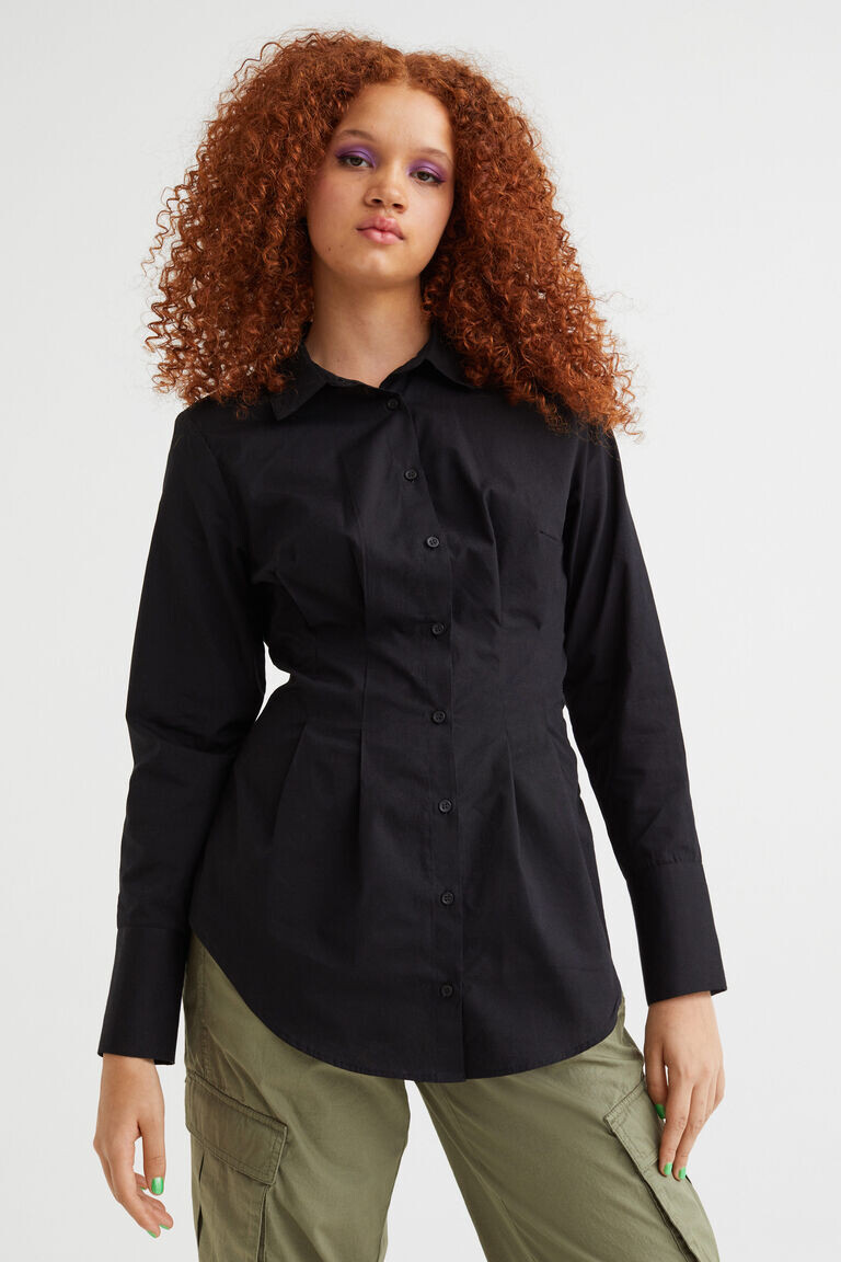 

Рубашка с зауженной талией H&M, черный