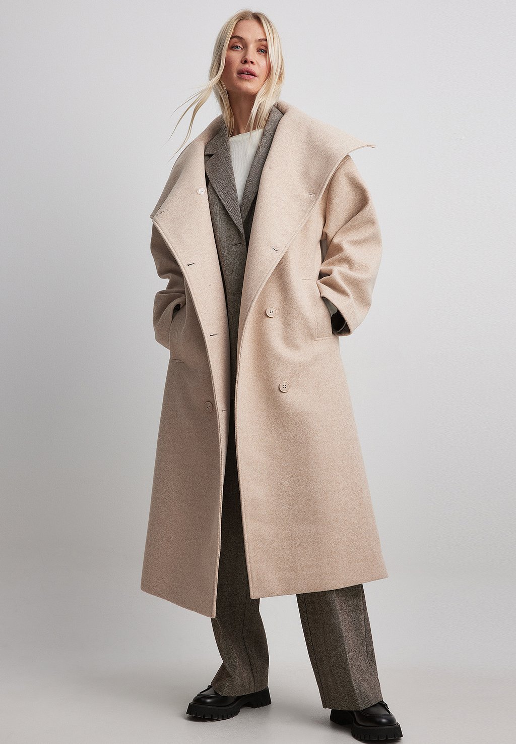 Классическое пальто NA-KD, бежевый классическое пальто na kd цвет light beige