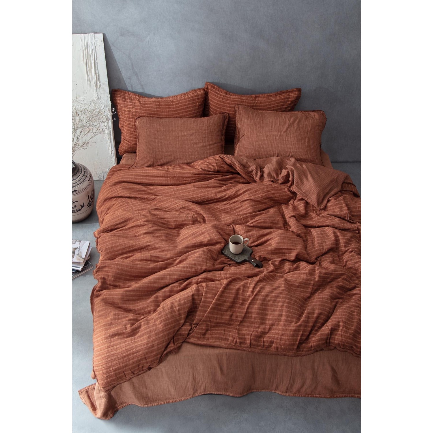 Комплект постельного белья Ecocotton Tara из 100% органического хлопка, муслин, коричневый, 200X220 см