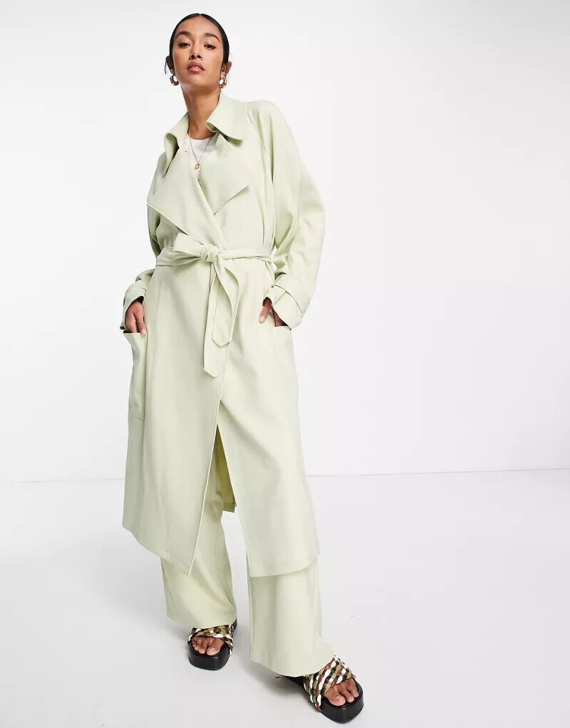 

Зеленое пальто-дастер Topshop