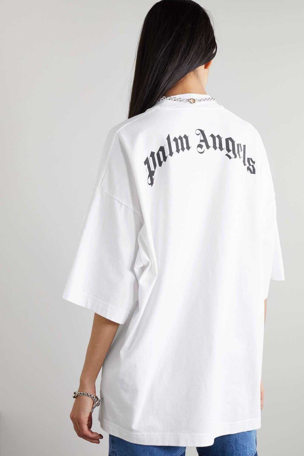 

PALM ANGELS Футболка оверсайз из хлопкового джерси с принтом, белый