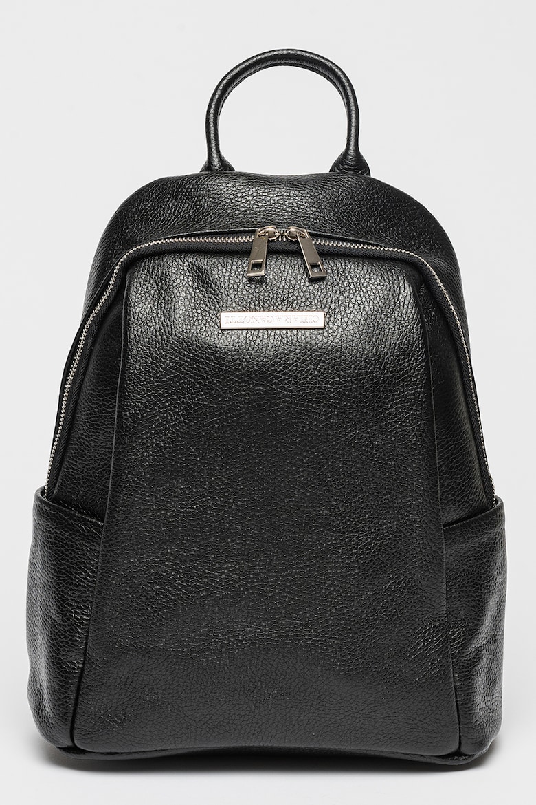 Кожаный рюкзак с боковыми карманами Chiara Canotti, черный