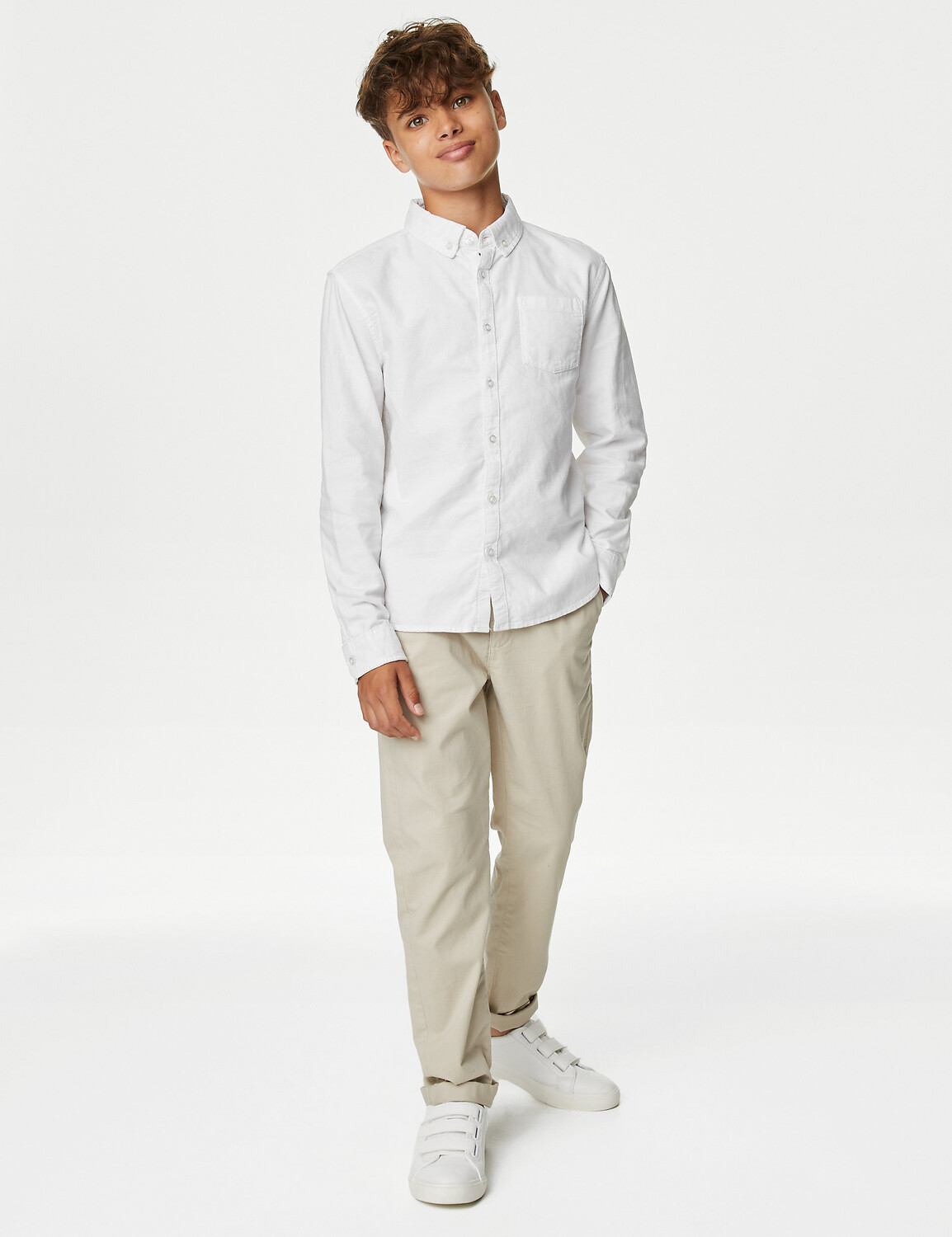 

Оксфордская рубашка из чистого хлопка (6–16 лет) Marks & Spencer, черный