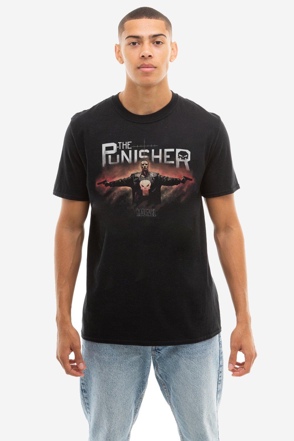 Мужская футболка «Каратель сквозь огонь» Marvel, черный красная футболка каратель marvel черный