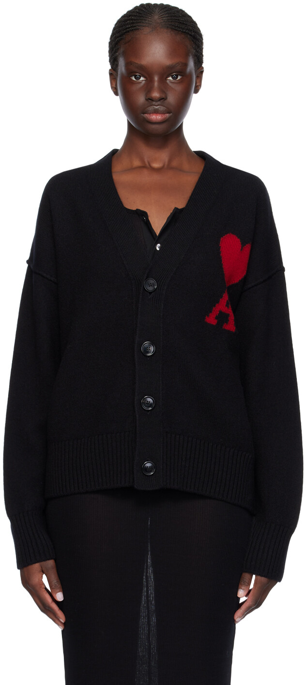 

Черный кардиган Ami de Cœur Ami Paris, цвет Black/Red