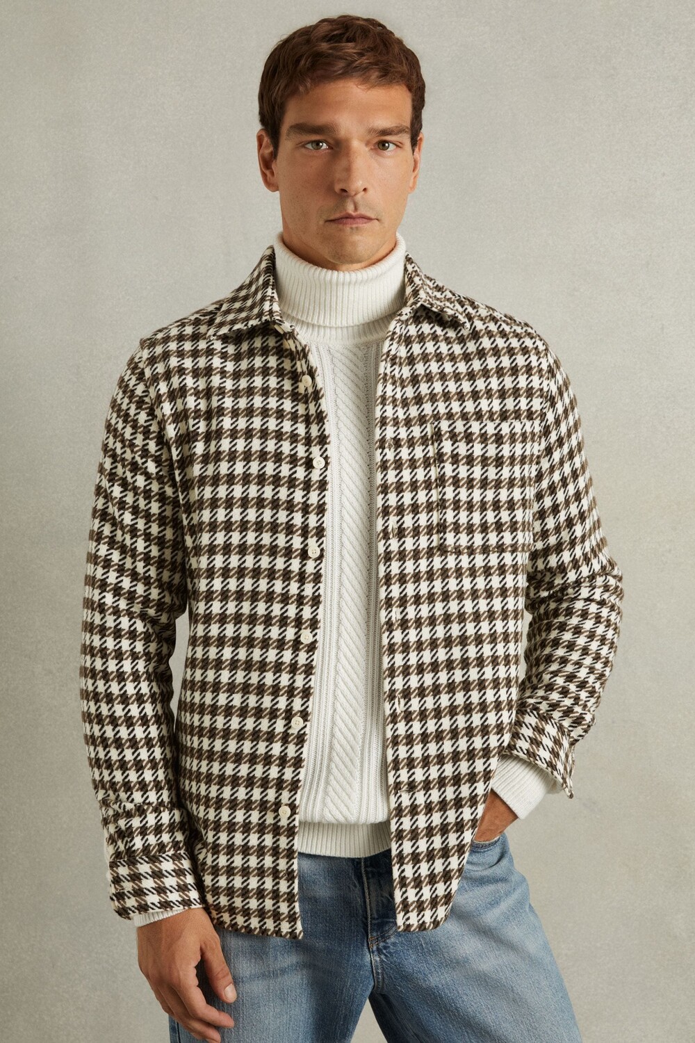 

Футболка Zonda Dogtooth с шерстью Reiss, белый
