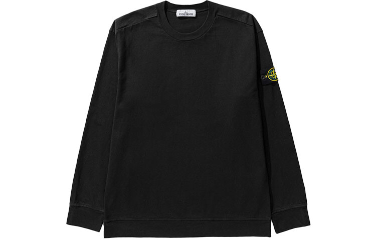 

Stone Island SS22 Логотип Мужская толстовка с круглым вырезом, черная
