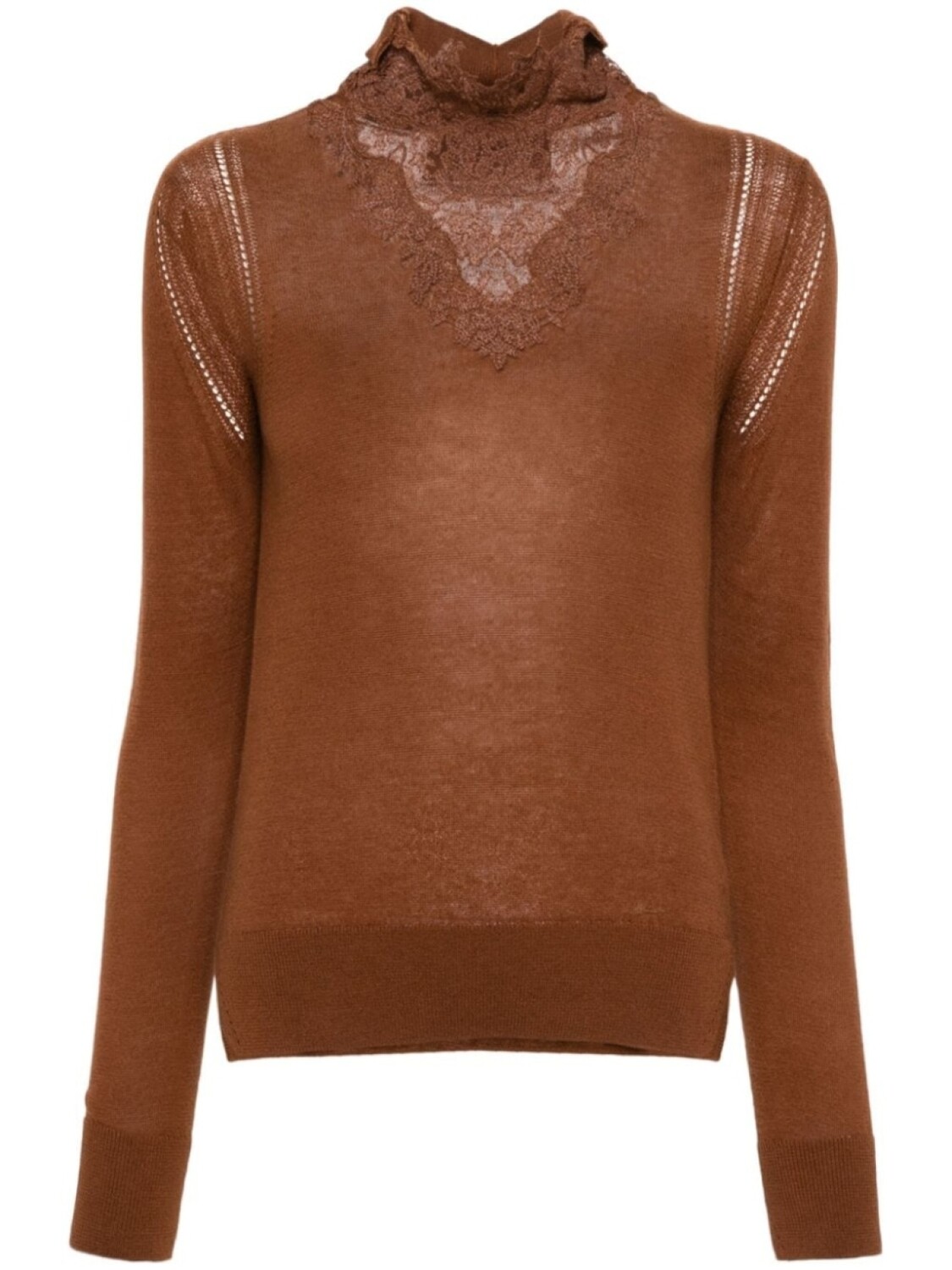 

Ermanno Scervino джемпер с высоким воротом и кружевной отделкой, коричневый