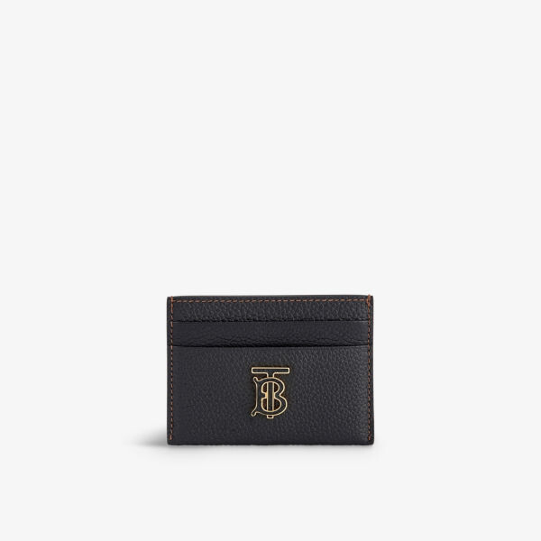 

Кожаный визитница с фирменной пластинкой Burberry, черный
