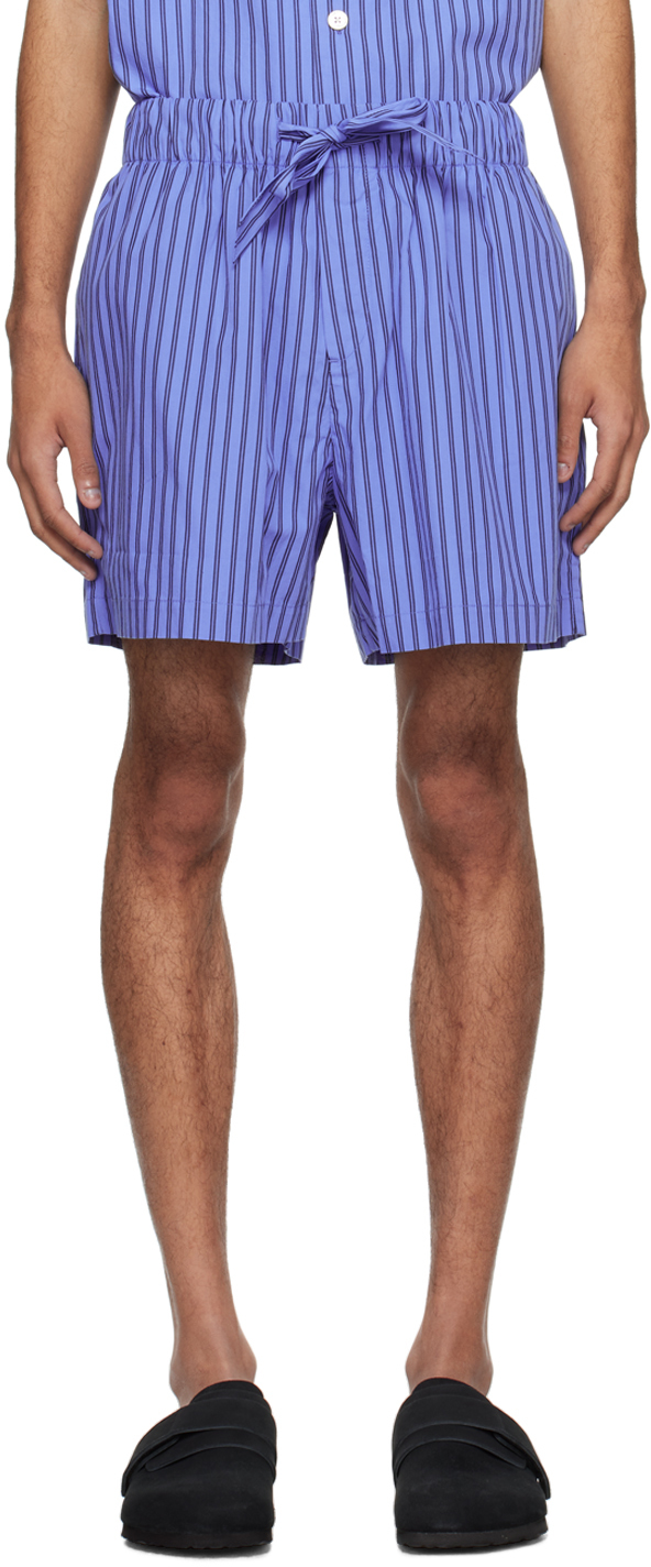 Синие пижамные шорты на кулиске Tekla, цвет Boro stripes