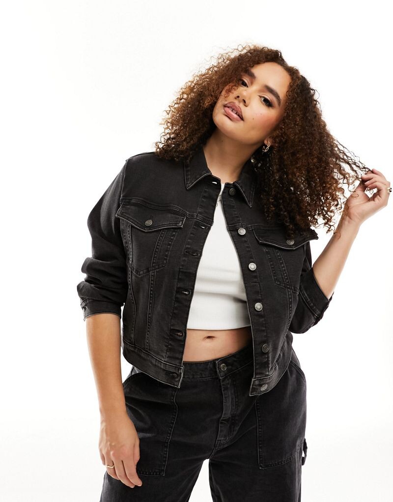 Черная джинсовая куртка в стиле вестерн ASOS DESIGN Curve