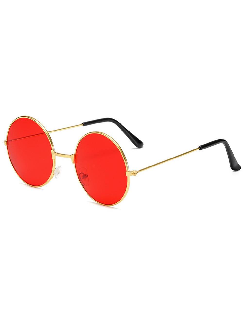 Ретро круглые солнцезащитные очки в стиле хиппи, красный