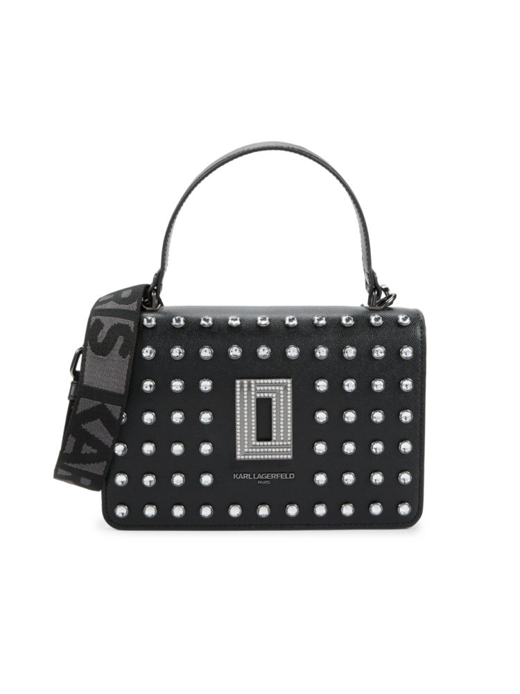 Кожаная сумка через плечо Simone с кристаллами Karl Lagerfeld Paris, черный