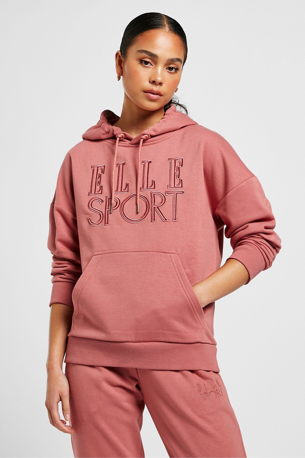 

Розовый пуловер ELLE Sport с капюшоном Elle, розовый
