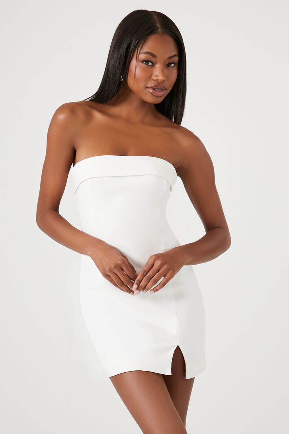 

Мини-платье с отложным воротником Forever 21, слоновая кость, Бежевый