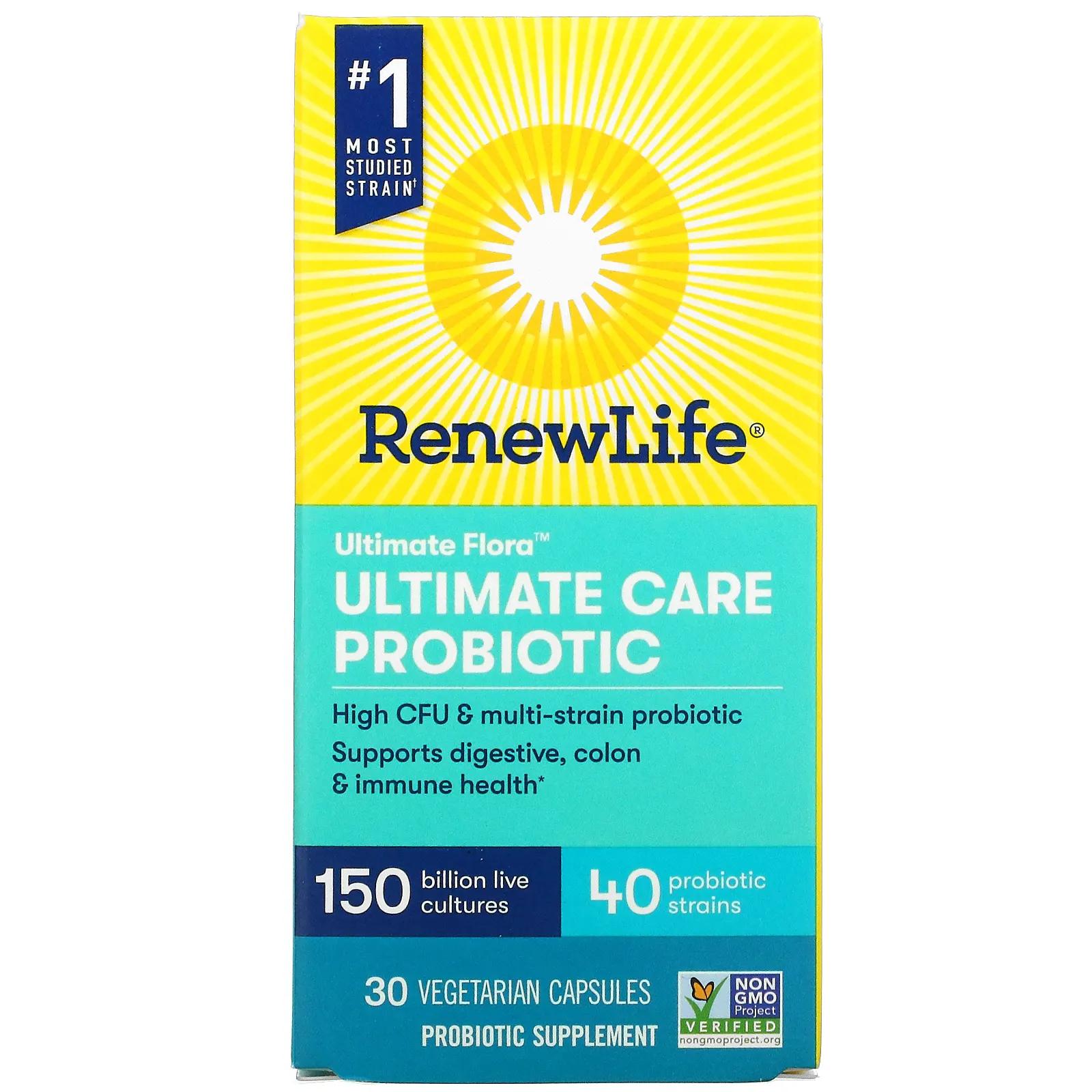 Renew Life Ultimate Flora Ultimate Care Probiotic 150 Billion Live Cultures 30 Vegetarian Capsules dim 150 30 vegetarian capsules