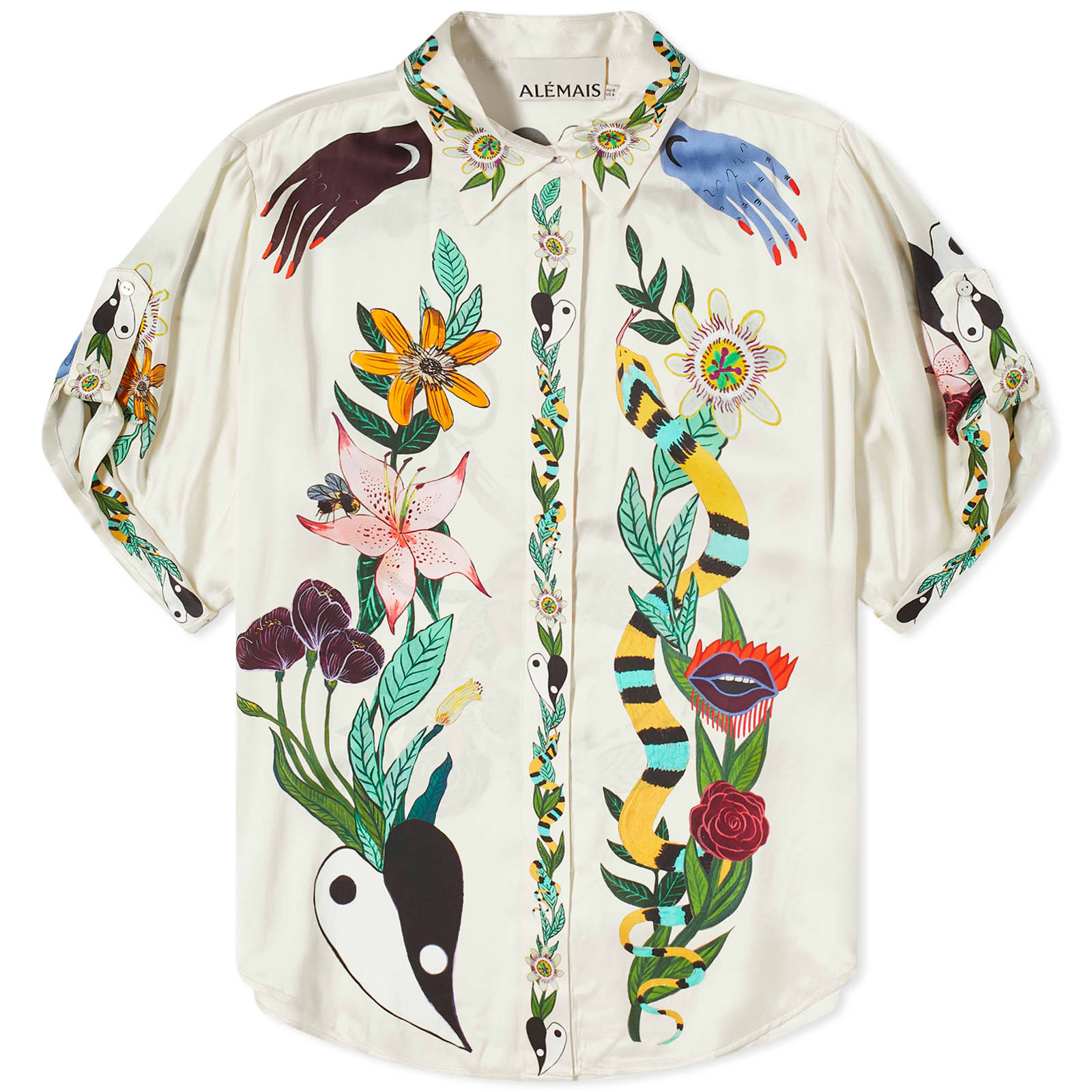 Рубашка Alémais Meagan Oversized Silk, цвет Cream женская шелковая рубашка темно зеленая атласная жаккардовая шелковая рубашка весна осень 2021 рубашка в стиле ретро с длинными рукавами