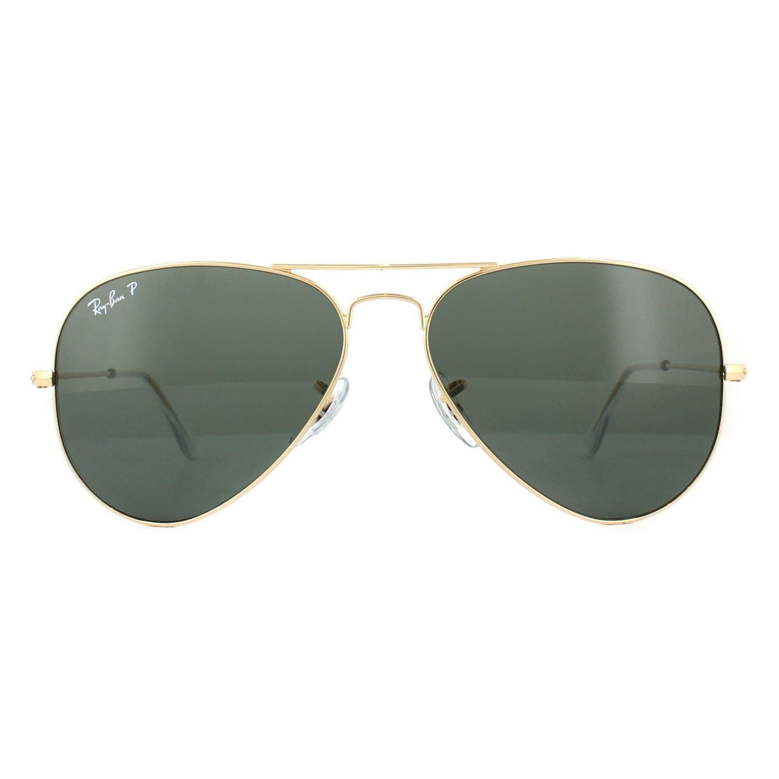 Золотисто-зеленые поляризованные солнцезащитные очки Aviator Ray-Ban, золото