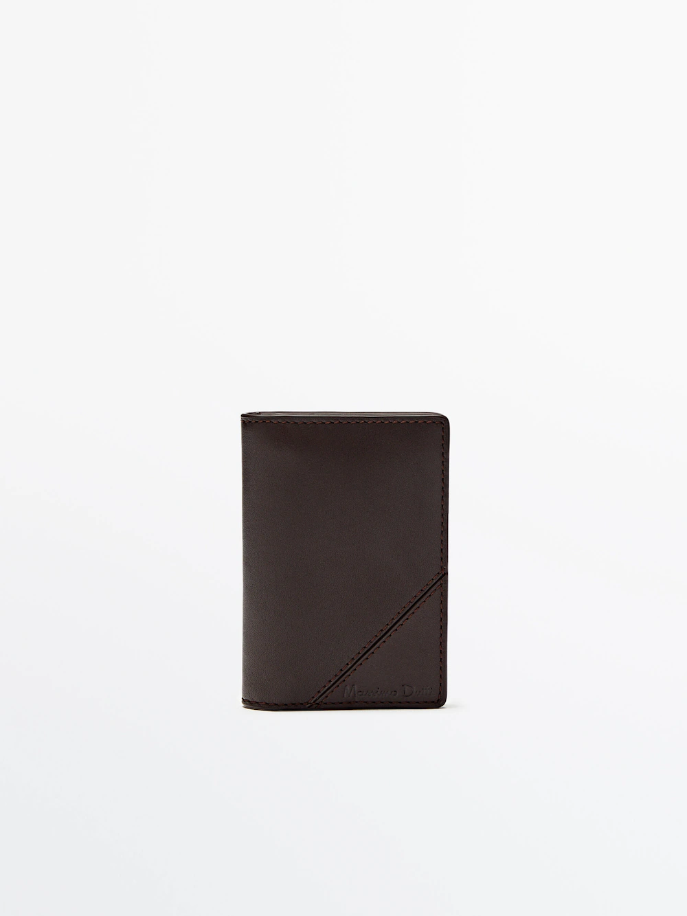 

Вертикальный кожаный кошелек Massimo Dutti, коричневый