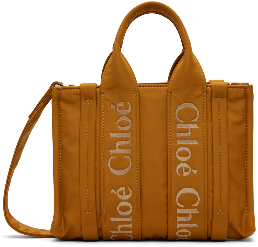 Маленькая оранжевая сумка-тоут Woody Chloe большая кожаная сумка тоут woody chloe