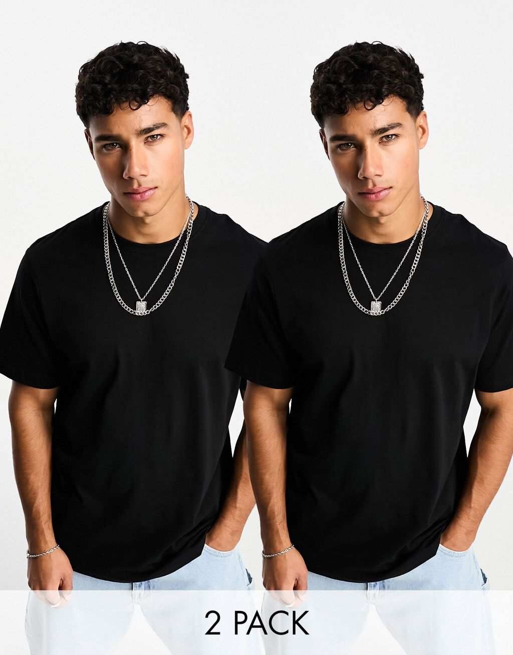 

Черная базовая футболка Pull&Bear (2 шт.), Черный