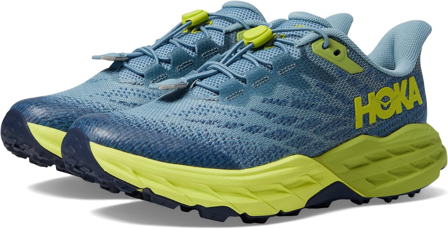 

Кроссовки Speedgoat 5 Hoka, цвет Stone Blue/Dark Citron