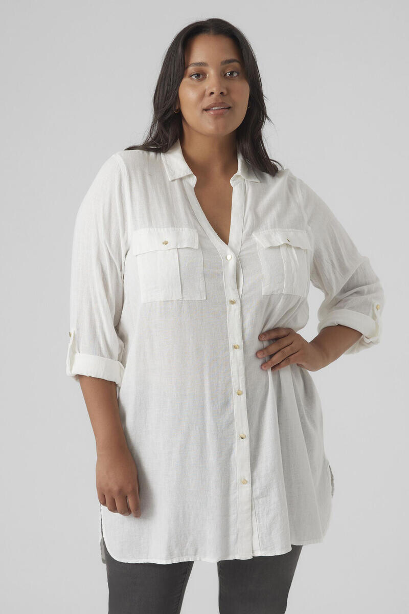 

Длинная рубашка больших размеров Vero Moda Curve, белый